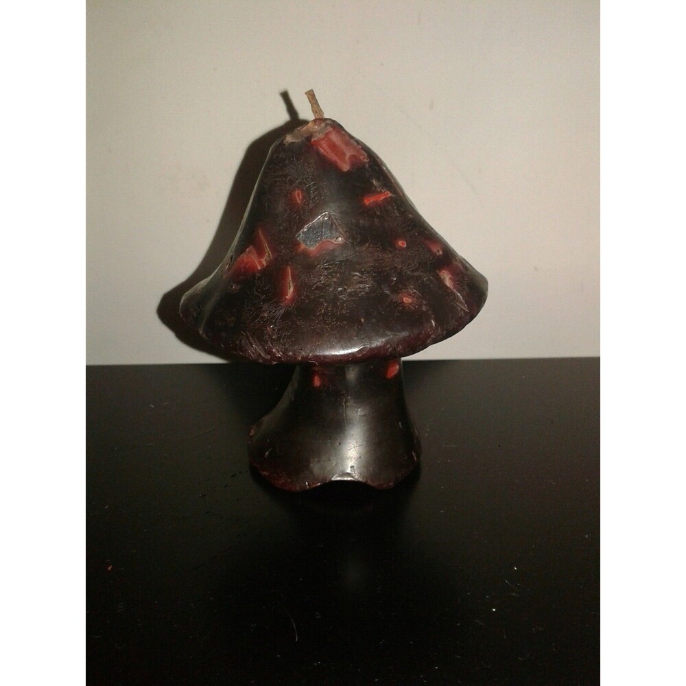 Blacklight Candle VINTAGE Glow Wax Mushroom Home Decor Halloween Art Black Dorm